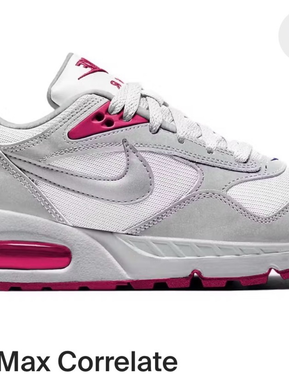 Nike Women’s Air Max Correlate Sneaker - White, Pink, Silver